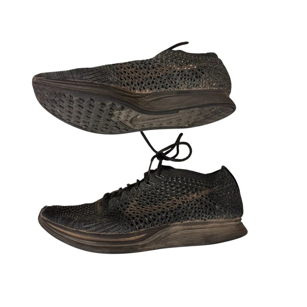 Nike Black Flynit Racer Athletic Shoes with Breathable Knit Upper